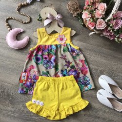 Áo lanh hoa sát nách bé gái A56135-2